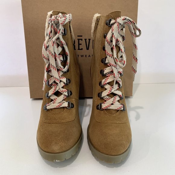 Crevo Joan Boots Suede Leather Faux Fur Heel Booties Tan Size 9 NEW - Picture 3 of 7